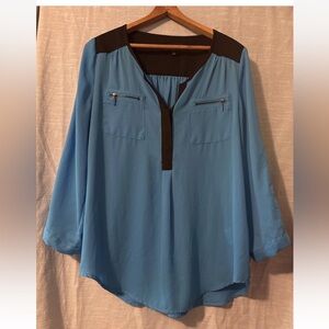 My Michelle Blouse Pullover Blue/Black Women’s Sz L